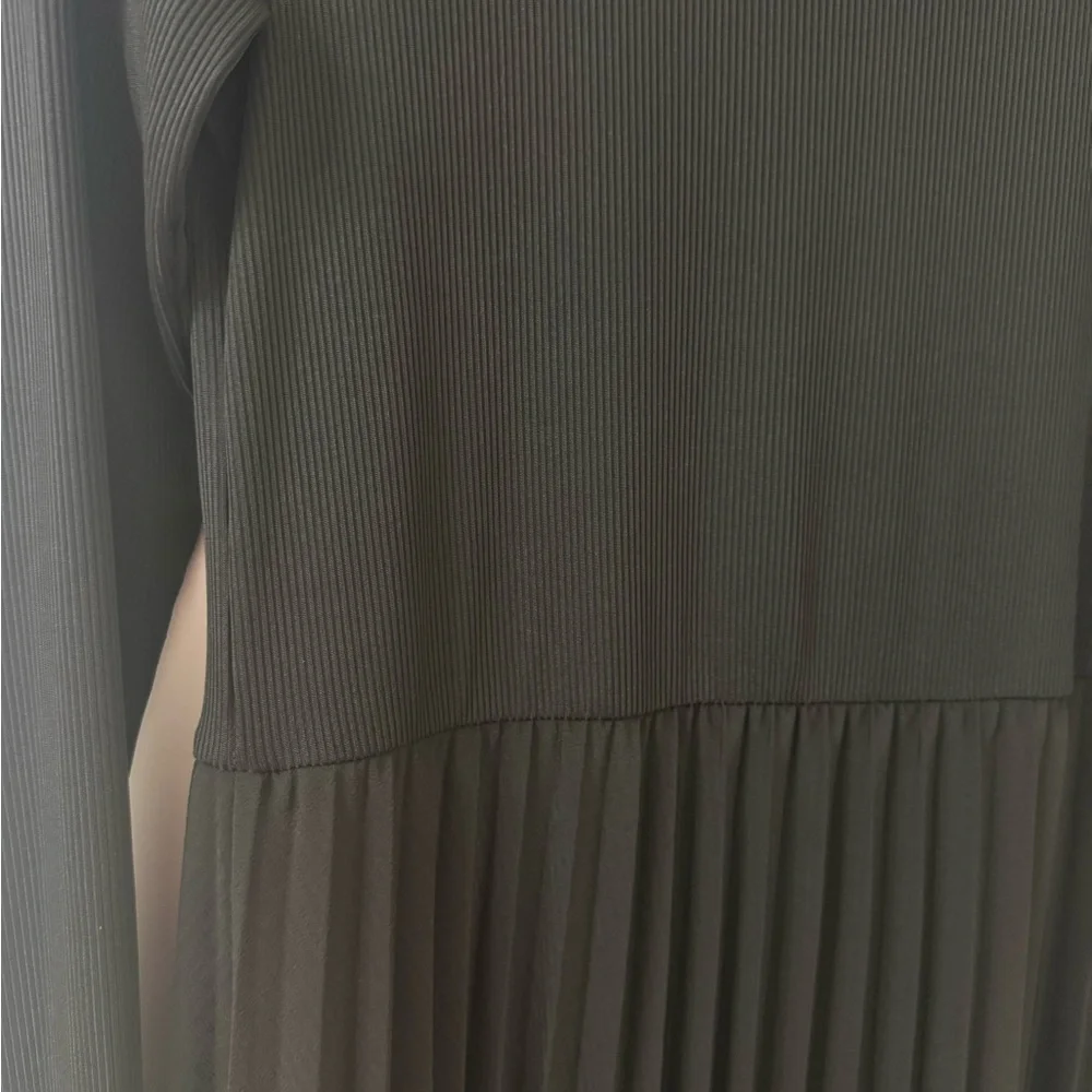 Mango Black Pleated Hem Dress - Women’s Midi Dress